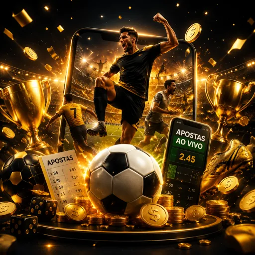 Estádio de futebol brasileiro lotado com interface de apostas ao vivo sobreposta à imagem